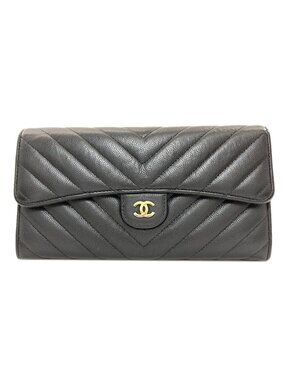 Chanel Stitch CC Logo Gold Wallet Soft Grained Calfskin